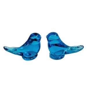 Vintage Bluebird Of Happiness Glass Figurines 4" By Terra Studios 1984 Set of 2